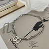 Brand trend necklace with letters, long accessory suitable for men and women, simple and elegant design