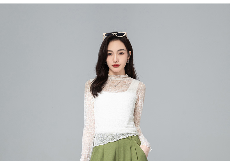 Quần tây nữ ống đứng cạp cao dáng suông dài chấm đất chất Tencel cotton — Xanh bơ chi tiết 17