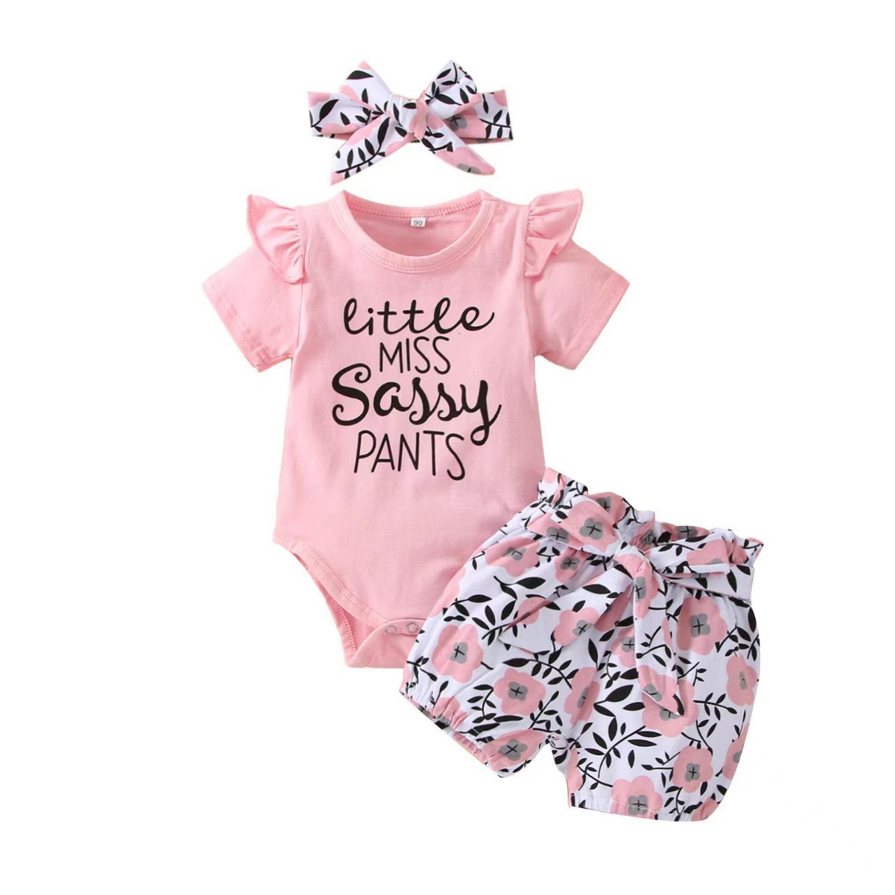 Overall for new born with letters, trousers, pants, headband, scarf, with short sleeve, tight 2