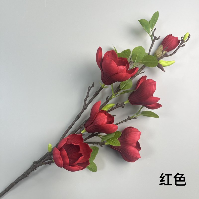 モクレンのシミュレーション花は6頭の如意玉蘭の偽花の家庭の結婚祝い用品の軟装の景観の装飾の卸売りをします。|undefined