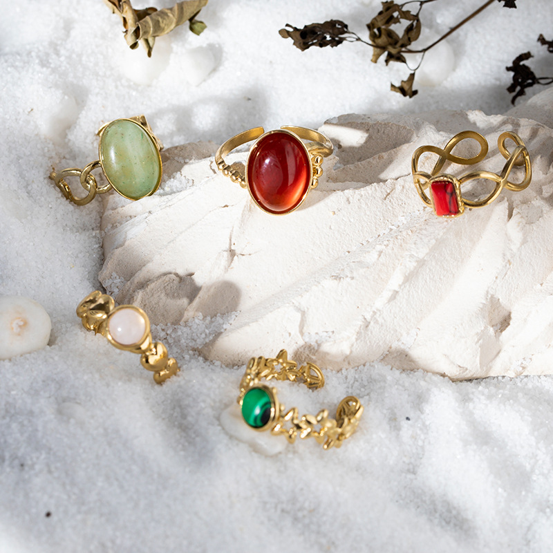 Fashion Oval Heart Shape Stainless Steel Plating Inlay Zircon Open Ring 1 Piece