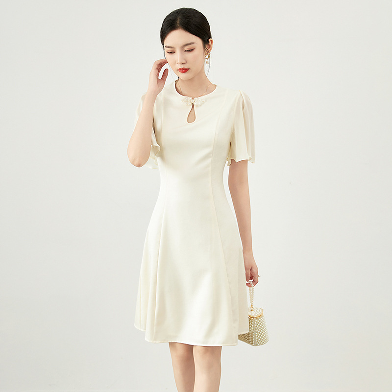 Đầm suông nữ midi tay ngắn mùa hè — 2419204 - Màu hồng chi tiết 6