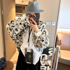 复古撞色两面穿蝙蝠袖提花软糯开衫外套女秋季新款廊形披肩上衣