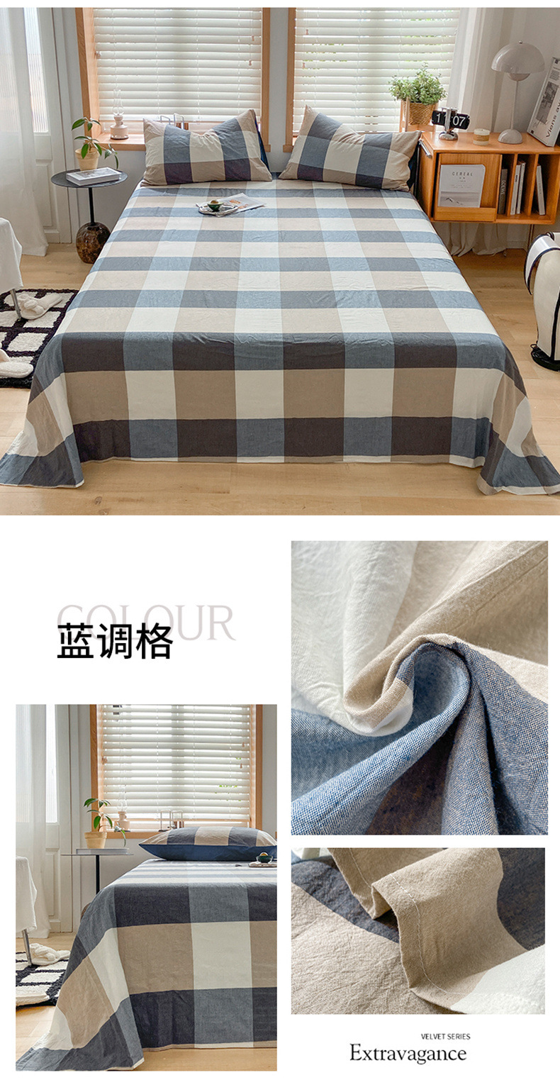 Sábana de algodón lavado de algodón grueso pieza individual 100 algodón dormitorio de estudiantes cama individual funda de almohada de tres piezas 2
