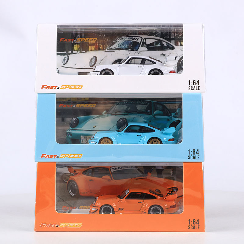 빠른 속도 1:64 포르쉐 RWB964 와이드 바디 수정 시뮬레이션 합금 자동차 모델 컬렉션