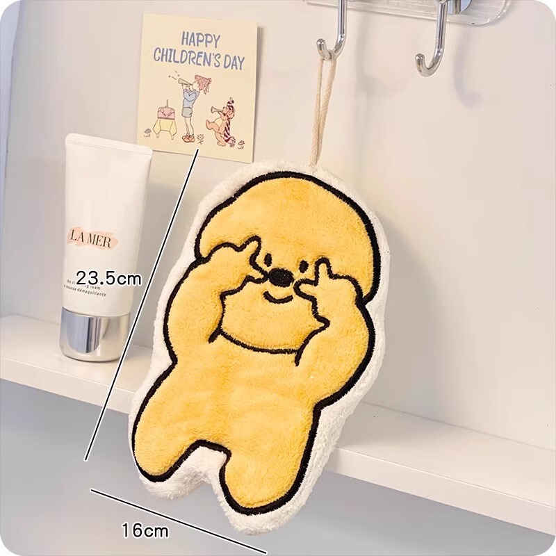 かわいい漫画刺繍コーラルベルベットワイプ家庭用キッチンタオルトイレ子供手洗い强い吸水ワイプタオル|undefined