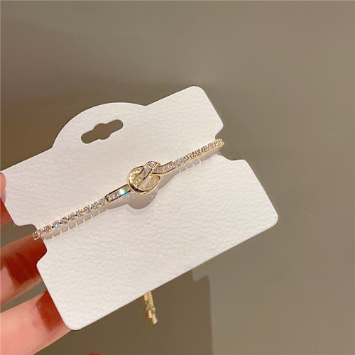 Gold-plated Zirconia Bezel Bracelet with Sliding Cord -  Spring Summer New Arrival, Versatile Accessory, Lightweight Luxury
