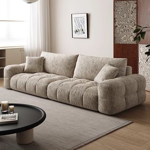 Puff Fabric Living Room Sofa Cream Style Home Light Luxury Retro Fabric Straight Sofa Small Apartment Chenille French Style