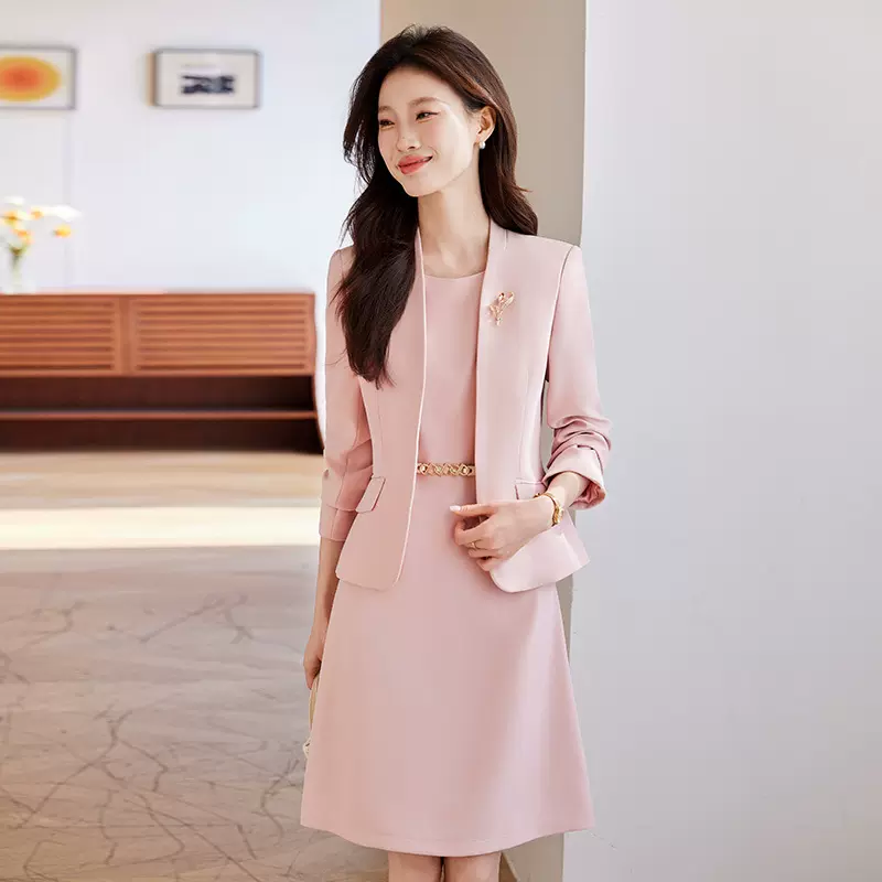 2025春季新款职业装无领设计感气质时尚主持艺考西装裙子两件套女