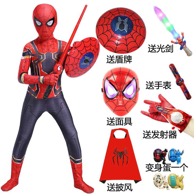 Spiderman Clothes Children's suit One-piece Leotard Boy's Battle Coat Boy Toy Halloween Cos Performance Clothes