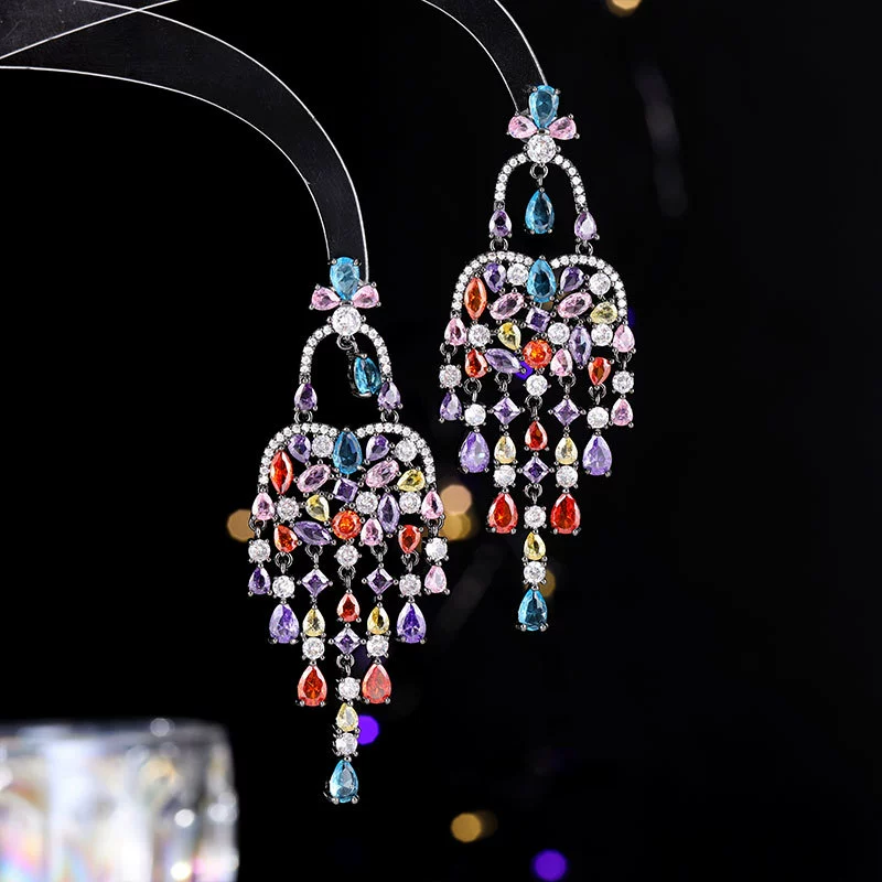 Подвесные серьги с cubic zirconia, европейский городской стиль, светильник люстра, легкий вес 0.01 кг