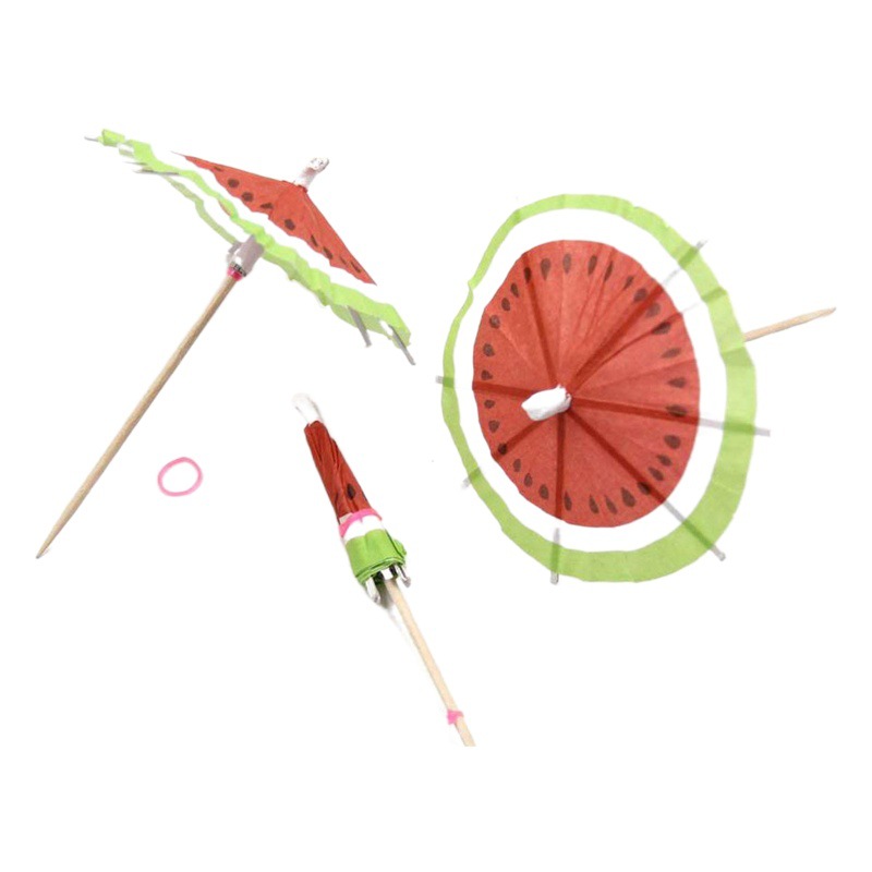 Desechable pastel pequeño paraguas palo de madera palo de fruta bambú cóctel decoración paraguas palo