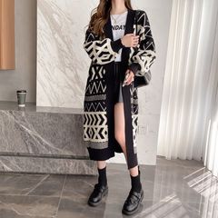 2025秋冬 レディース 韓国風 ロング丈 カーディガン セーター レディース アウター 大きいサイズ ゆったり ニット セーター 多用途 オーバーコート トレンド