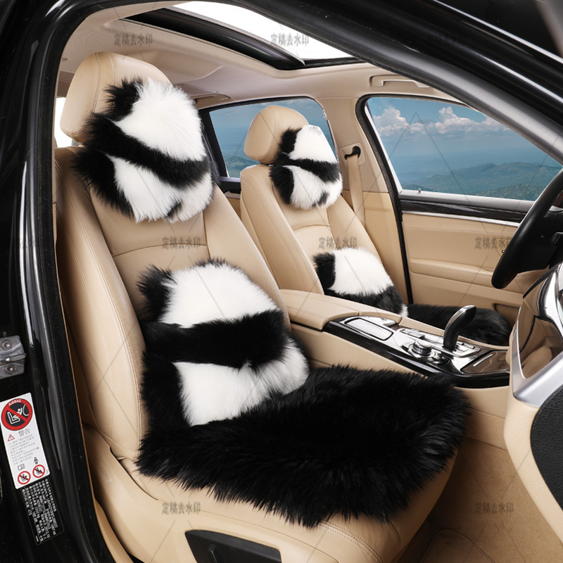 Cross-Border Imitation Long-Haired Wool Panda Pillow Car Plush Cushion Chair Cushion Internet Celebrity Angry Cute Bear