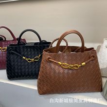 秋冬新款手提包大容量托特包美拉德棕色编织包复古时尚单肩斜挎包