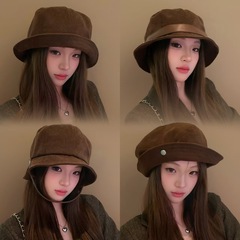 灯芯绒渔夫帽女2025新款气质一帽多戴可做小礼帽高性价比骑车可戴