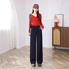 靛蓝牛仔阔腿裤女2025秋冬季韩版高腰显瘦垂感直筒裤百搭休闲长裤