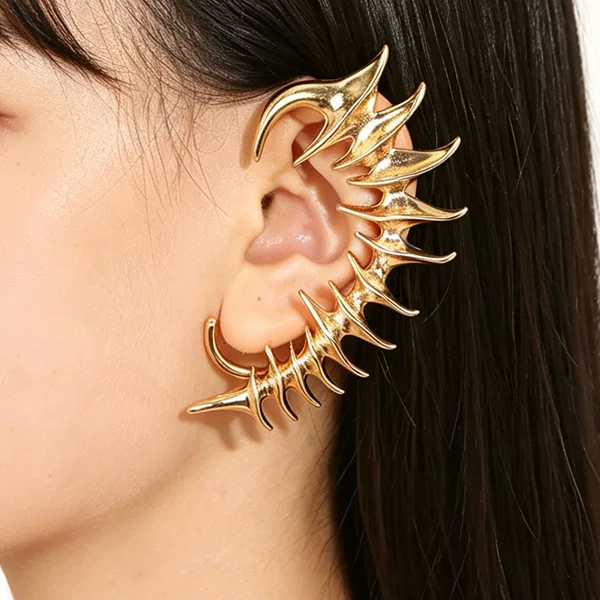 Cross-Border Popular Party Gothic Style Thorn Non-Pierced Ear Cuffs, Exaggerated Personality, Niche Design, Punk Dragon Bone