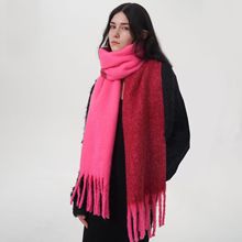 欧美新款秋冬保暖双色仿羊绒围巾女 加厚保暖柔软马海毛围脖披肩