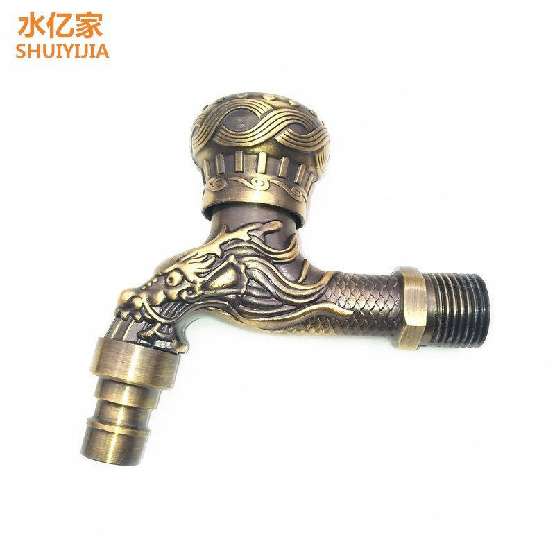 Antique bronze washing machine faucet quick opening water nozzle European single water copper core faucet wall-mounted faucet