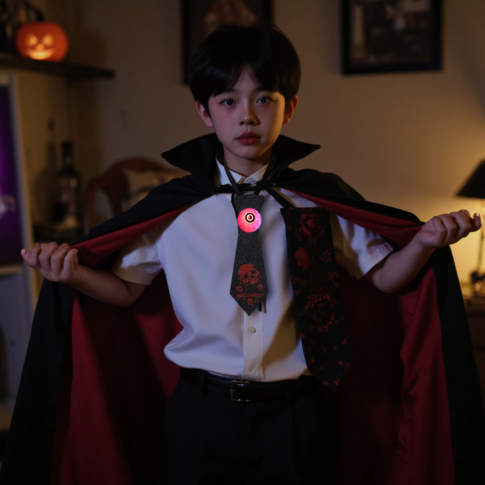 Corbata de globo ocular brillante de Halloween, disfraces de disfraces para adultos para niños, pajarita de murciélago rosa dorado, accesorios al por mayor