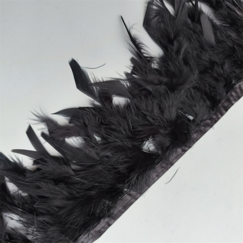 Wholesale 1 Yard Turkey Feather Black Feather Fabric Trim DIY Dance Costume Feather Decoration Cross-Border