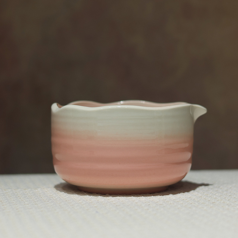 花口グラデーショングレーズ抹茶ボウル口付き抹茶道具セット日本製窯焼き粗陶茶ボウル百本立抹茶|undefined