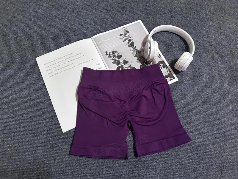 Amazonの新しい3セクションウエストプリーツヒップリフティングローウエストフィットネスシームレス3ポイントパンツスポーツヨガショーツ|undefined