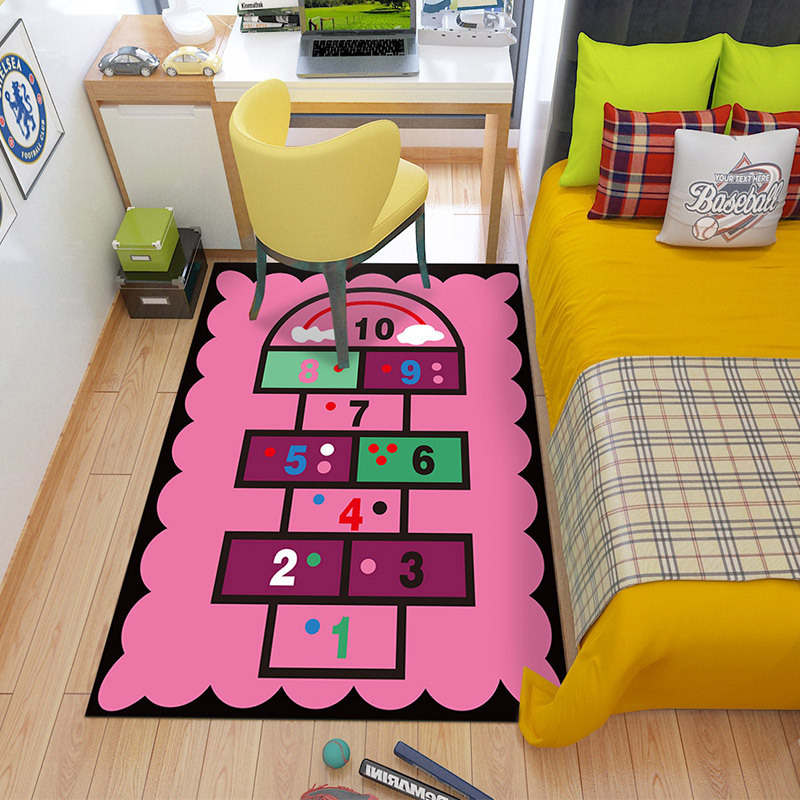 도매 인쇄 전체 담요 매트 연구 침실 침대 옆 카펫 실내 어린이 만화 카펫 크롤링 매트 쿠션