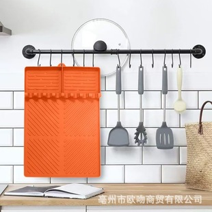 Amazon Cross-Border Barbecue Mat Black Stone Barbecue Grill Silicone Side Rack Mat Baking Pan Protective Mat Drain Silicone Tool Mat