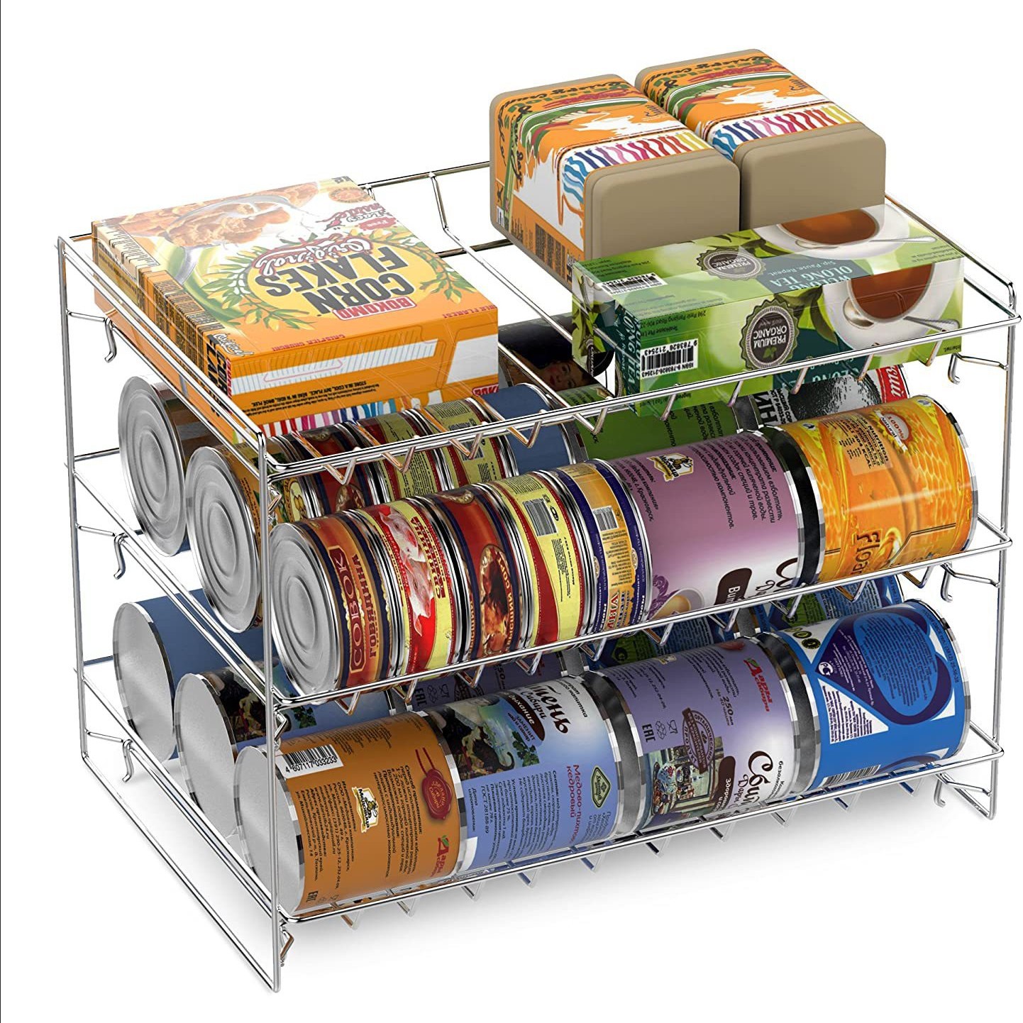 商超食品展示架叠放式罐头架厨房置物架收纳整理架