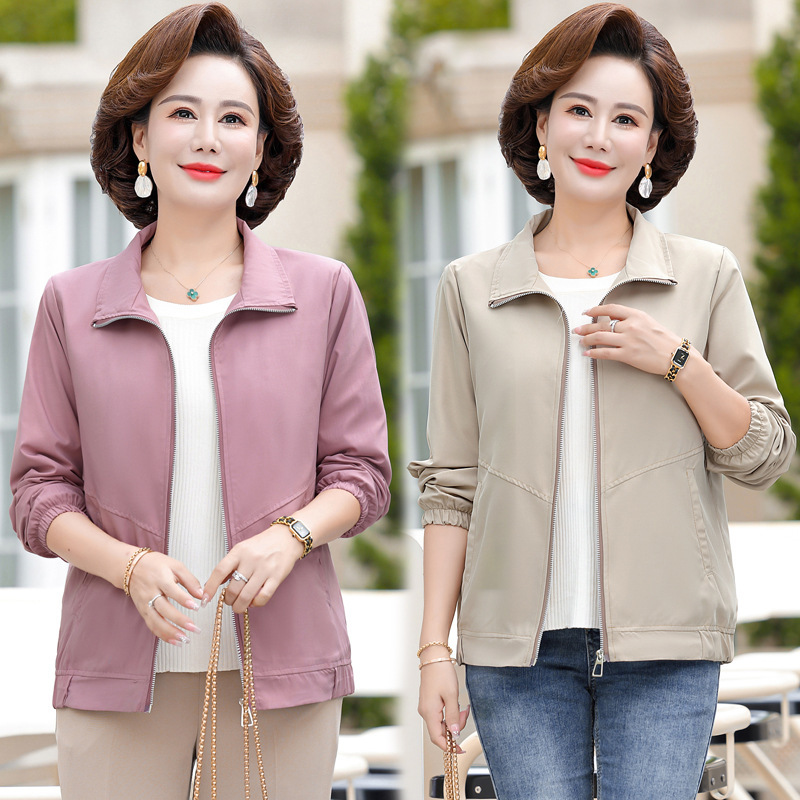 小个子妈妈春秋外套2025新款中老年女装秋装短款洋气上衣薄款夹克|undefined