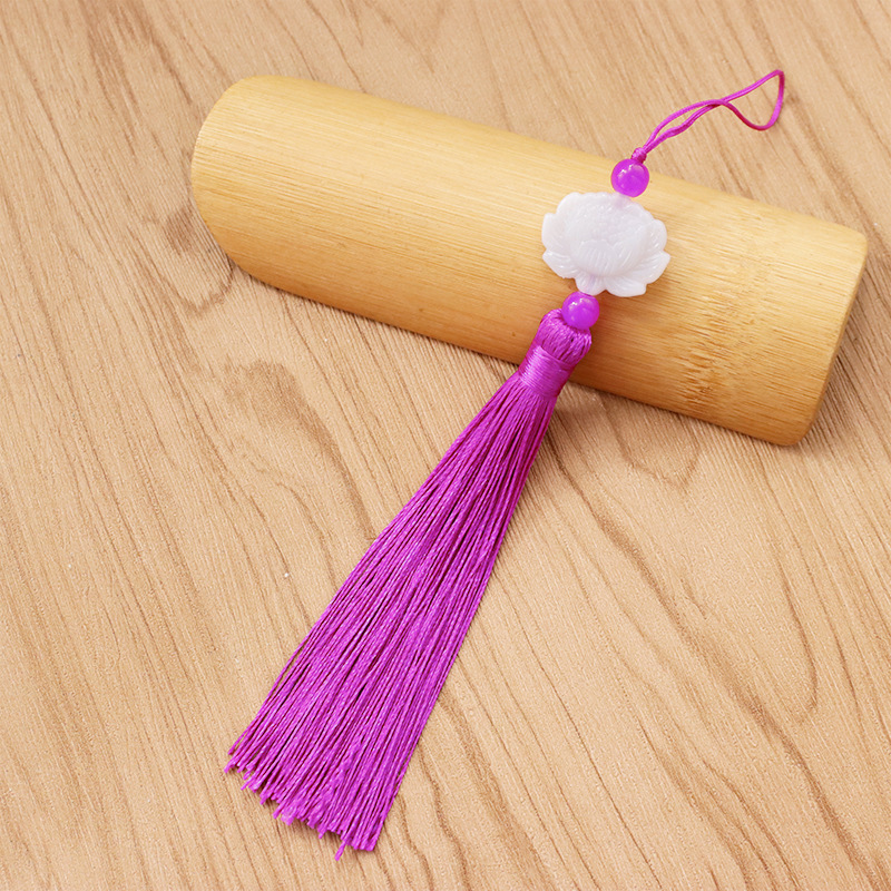 Nudo chino marcador borla DIY accesorios de joyería imitación Jade blanco ventilador de loto barba ventilador colgante oreja colgante
