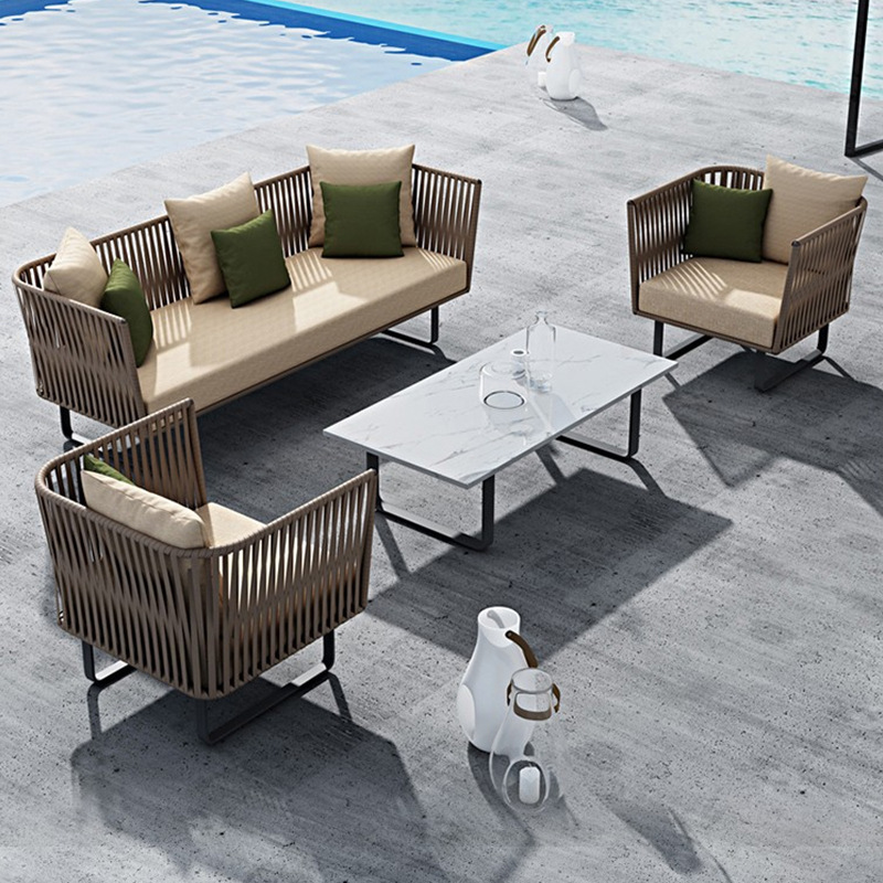 B&B rattan wicker chair three-seater sofa courtyard sun protection leisure outdoor furniture balcony coffee table outdoor waterproof open-air