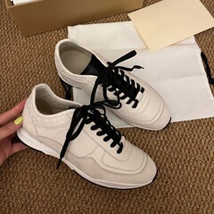 牛皮版~圆头系带德训鞋女真皮运动休闲鞋百搭阿甘鞋平底跑步鞋女