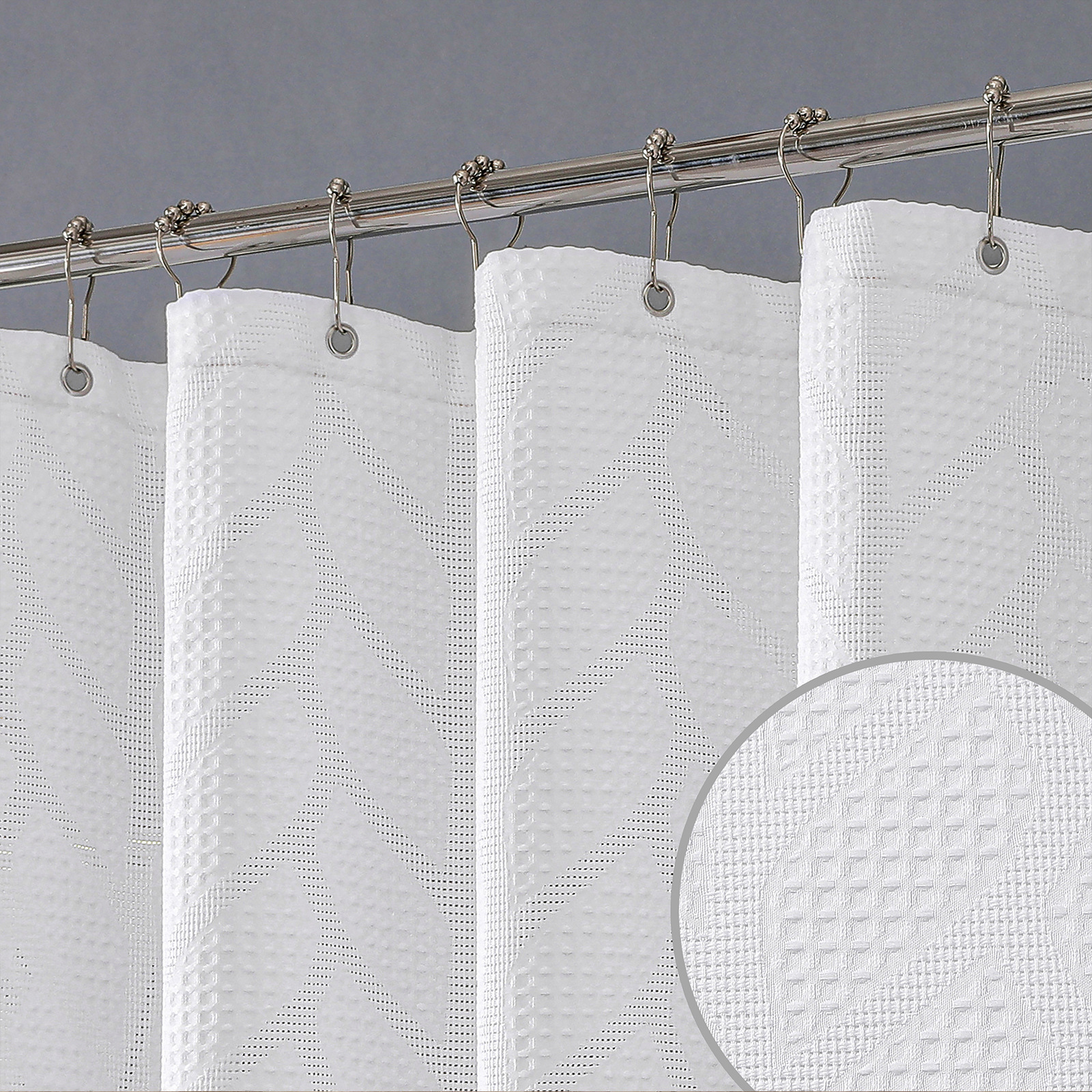 Cross-Border Waffle Shower Curtain 230g Polyester Shower Curtain Bathroom Curtain Shower Partition Curtain Waterproof and Mildew-Proof Curtain