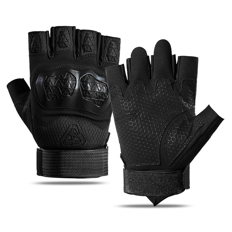 Táctico de medio dedo para hombre, ciclismo deportivo, gimnasio, bicicleta de verano, equipo de carcasa dura, guantes protectores retro