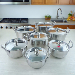 Cross-Border Stainless Steel Pot Set 16-28cm Soup Pot 18-Piece Multi-Purpose Cookware Set 18Pcs