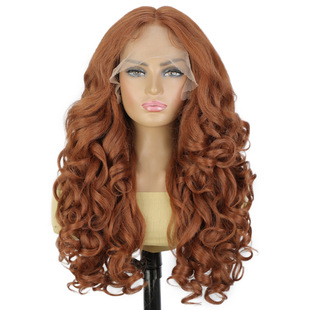 European and American Wig Women's Fluffy Yaki Front Lace Wig Long Curly Hair Headgear 13*6 Chemical Fiber Wig Lace Wig