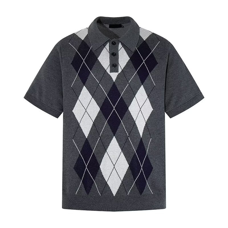 Camisas de polo de manga corta con solapa de hombre con solapa de diamantes de verano T-shirt fábrica transfronteriza al por mayor