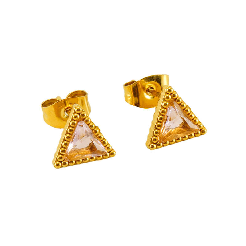 Casual Simple Style Geometric Stainless Steel Zircon Ear Studs 1 Pair display picture 7