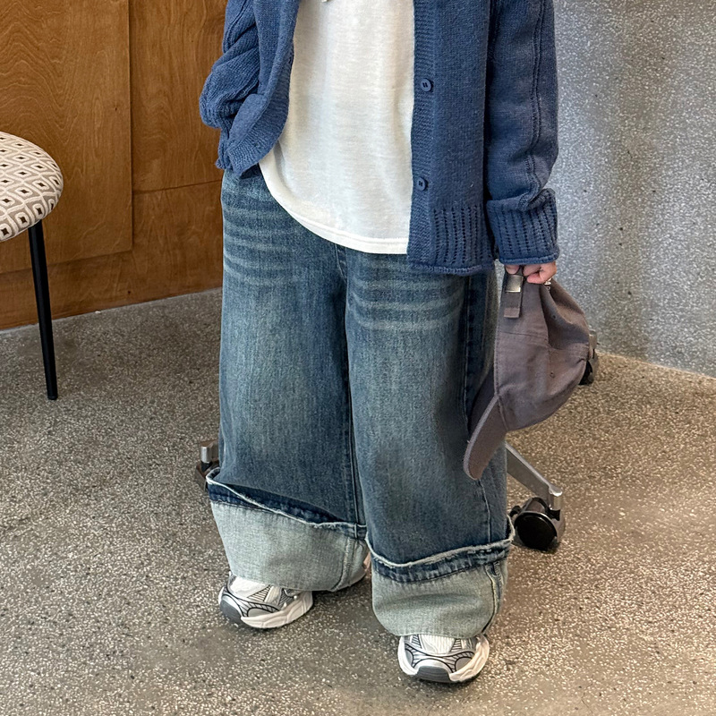 泰如2025秋季新款儿童复古百搭直筒牛仔裤男童水洗韩版宽松长裤潮|undefined