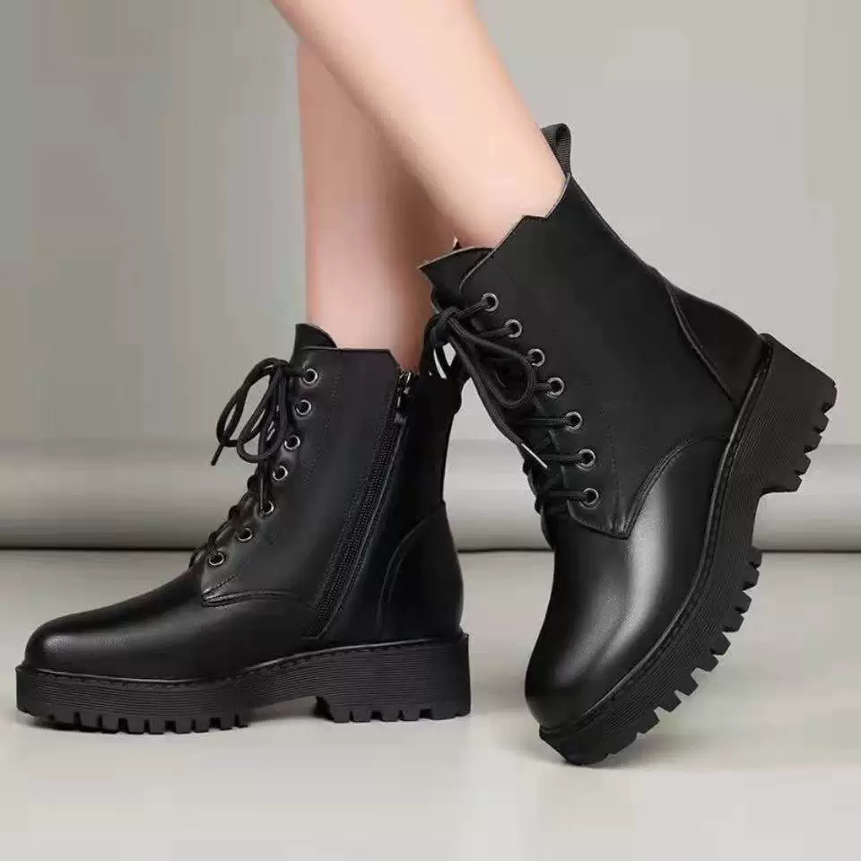 [Осенние и зимние взрывные модели] Толстые бархатные сапоги Martin женские 2024 новые боковые молнии толстые подошвы теплые короткие сапоги женские кожаные сапоги