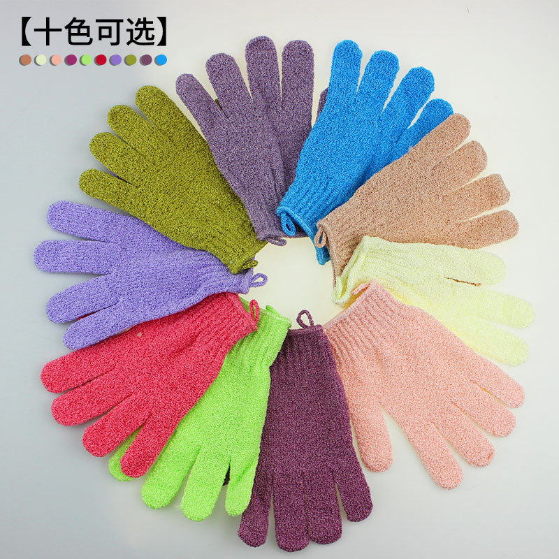 Thickened encryption five-finger bath towel easy to Ash nylon rubbing gloves bath towel/a pair of can be OE