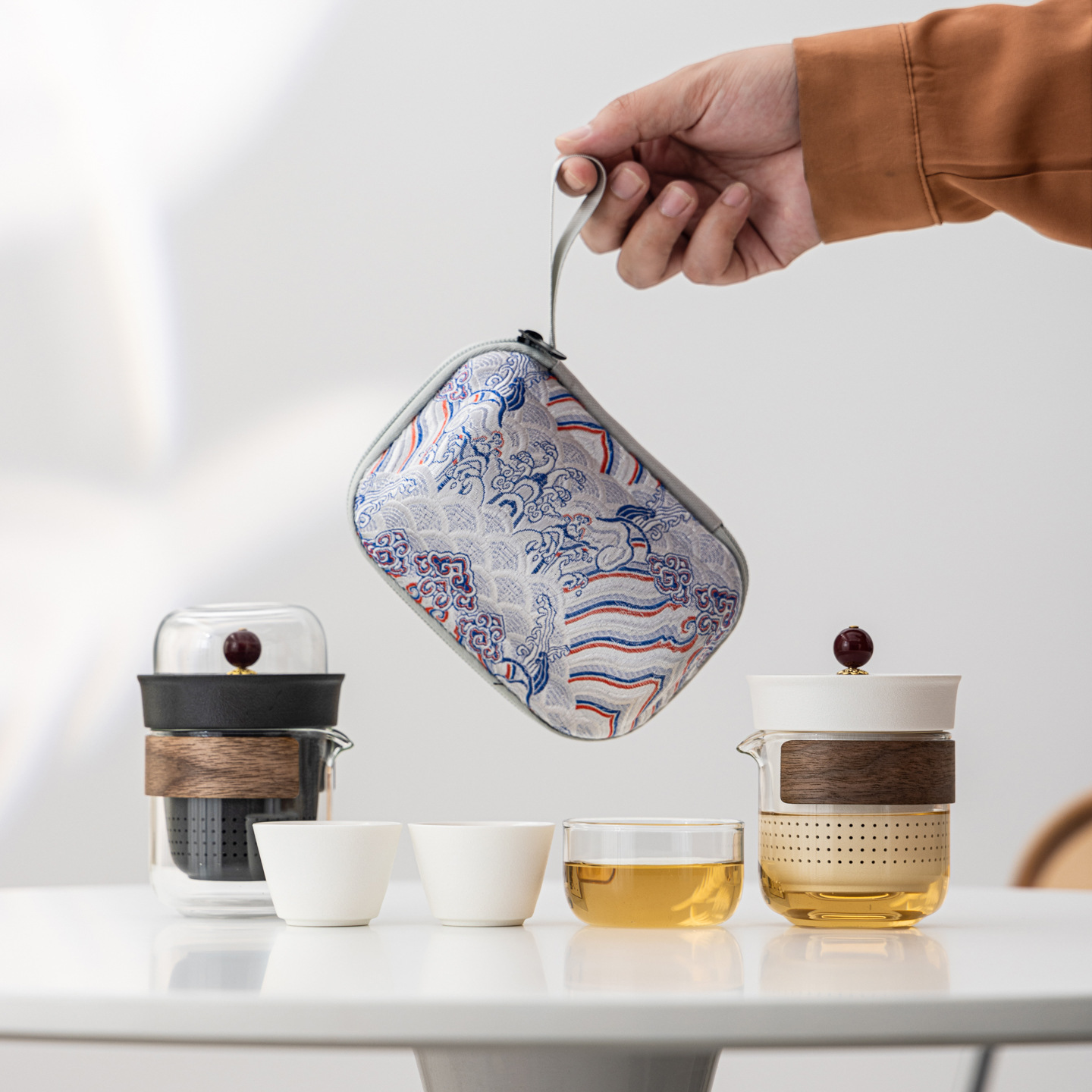 Quick Cup Glass Travel Tea Set Portable Outdoor Personal High-Value Tea Brewing Pot Gift with Logo