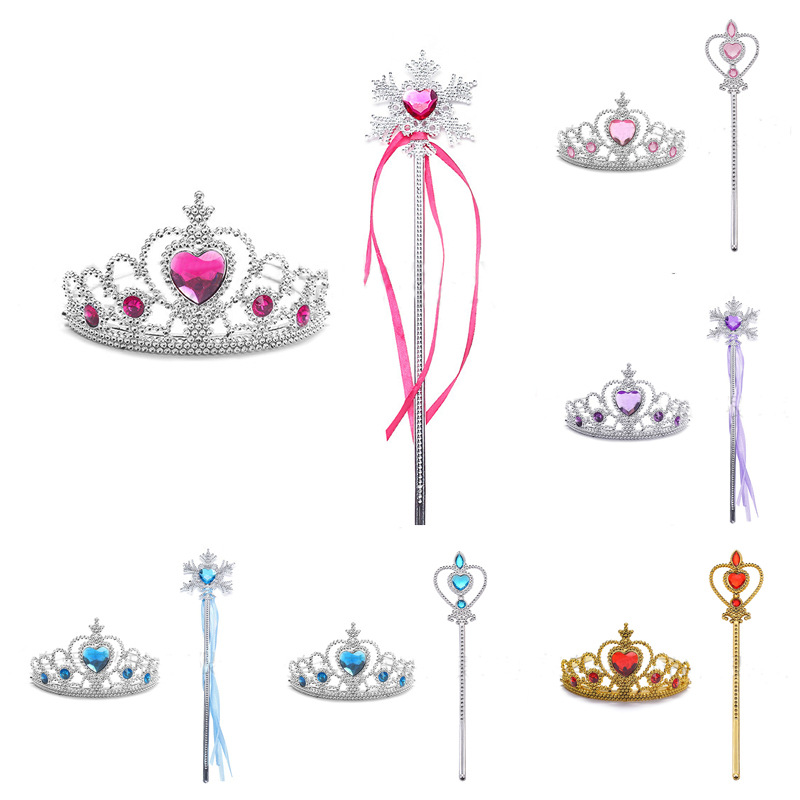 Frozen Elsa Anna Headwear Ice Queen Magic Wand Princess Elsa Crown Children's Accessories Set