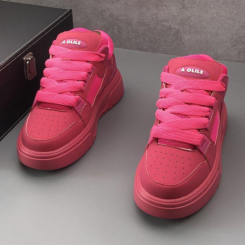 Little White 2024 Summer New Breathable Mesh Thick Sole Elevated Sports and Casual Board with Internet Red Same Style_voghion.com