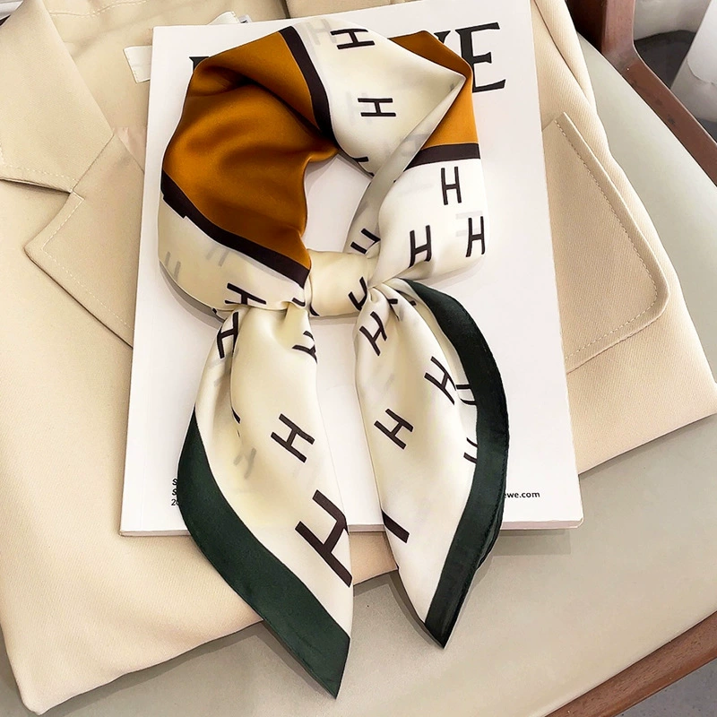 Silk thin scarf, neckerchief, headband