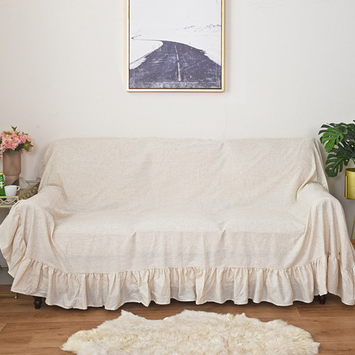 Lexuanxiu new product Nordic simple sofa towel wholesale hemp color ruffled sofa full cover cloth anti-cat claw manufacturer