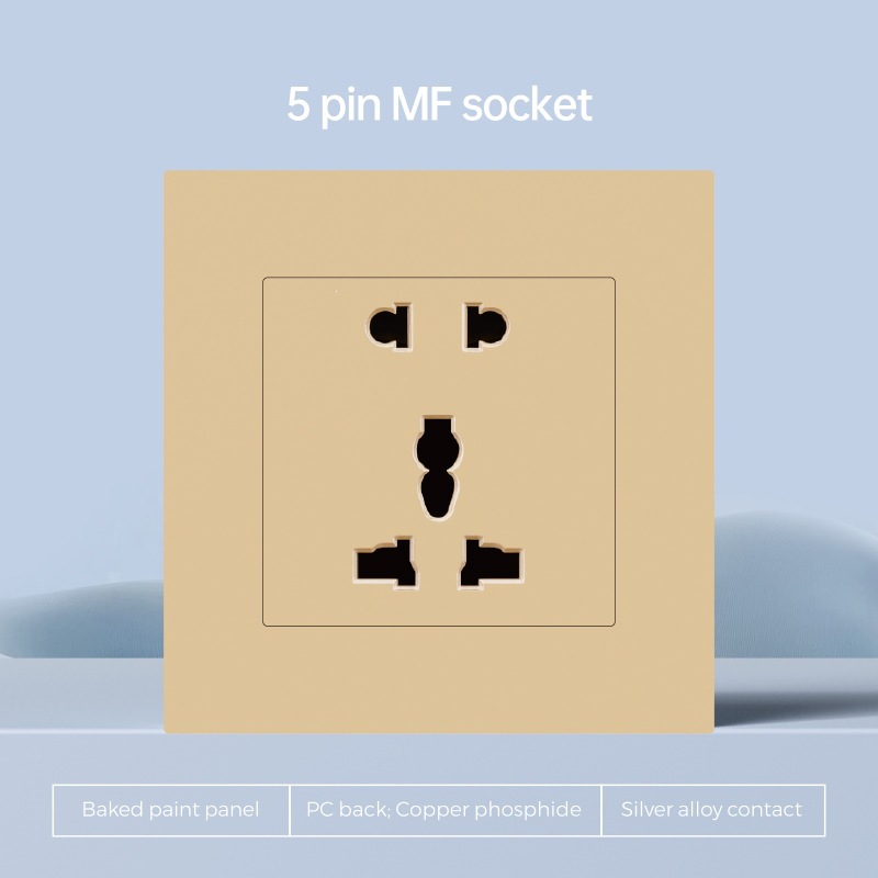 Interruptor de pared de borde de oro británico enchufe de plástico PC multifuncional 86 interruptor de cocina USBTypeC carga rápida